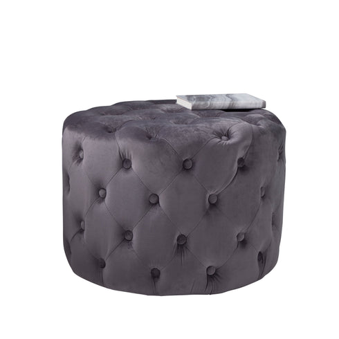 Native Home Lifestyle Grey Tufted Velvet Pouffe